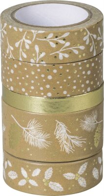 HEYDA 203584527 Deko Tapes Natur Material-Mix gold/weiss