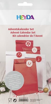 HEYDA 203089330 Adventskalender -Set 240 x 130 x 75 mm Papier rot/weiss