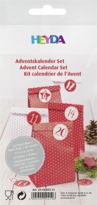 HEYDA 203089331 Adventskalender -Set 180 x 97 x 60 mm Papier rot/weiss