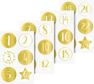 HEYDA Sticker Zahlen Advent 10 x 19 cm Sticker Ø 4 cm goldfarben