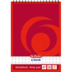 HLZ Schreibblock A7 kariert 50 Blatt spiralgebunden