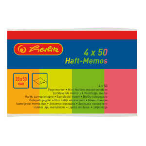 Haftmarker Haftmemo 20x50mm 50Blatt 4er Packung neonfarben