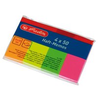 Herlitz Haft-Memos 20x50mm 4x50 Blatt neon gelb pink...