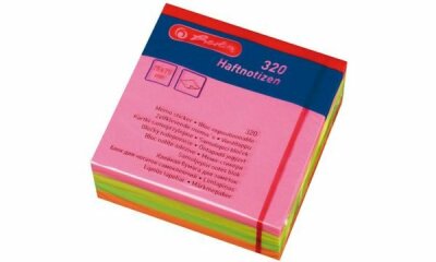 Herlitz Haftnotizblock 75x75mm 320Bl neon pink gelb grün orange blanko