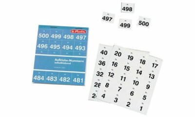 Herlitz Aufklebenummern 1-500 nummeriert sk ws hf Papier 25Bl à 20Nr