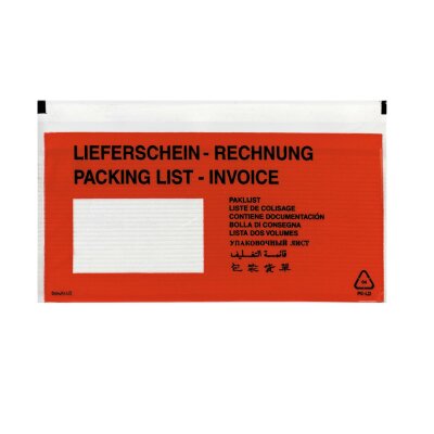 Herlitz Lieferscheintasche DL PE sk. 100er rot/transp. mit Aufdruck