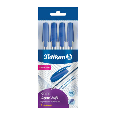 Pelikan Kugelschreiber Stick K86s super sof 4 Stück blau im Polybeutel