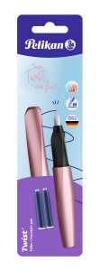 Pelikan Füllhalter Twist P457 M Girly Rose + 2 Tintenpatronen Blister