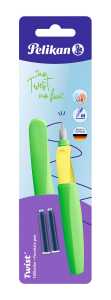 Pelikan Füllhalter Twist P457 M Neon Grün + 2 Tintenpatronen Blister