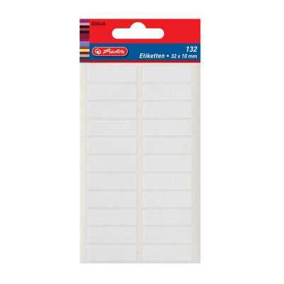 Herlitz Büroetiketten, weiß, 12x34mm cellophaniert m. Eurolochung