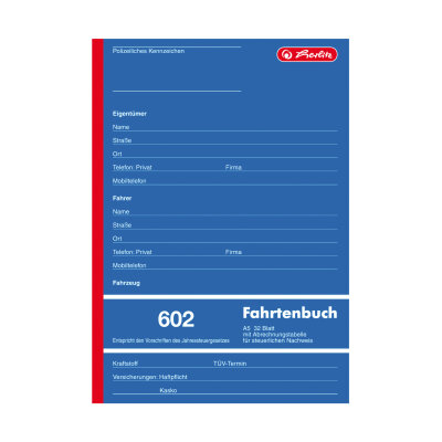 Herlitz Fahrtenbuch A5 602 32 Blatt FSC Mix