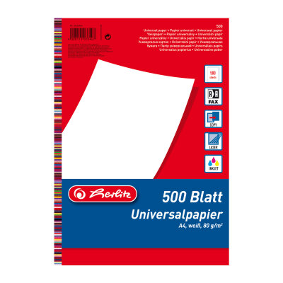 Herlitz Universalpapier A4 80g ws 500 Bl. f.Inkjet/Laser/Matrix/Copy/Fax