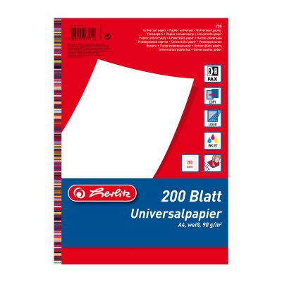 Herlitz Universalpapier A4 90g ws 200 Bl. f.Inkjet/Laser/Matrix/Copy/Fax