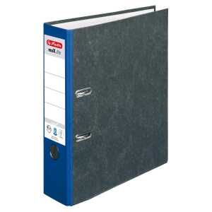Ordner maX.file nature A4 8cm blau, Wolkenmarmorbezug/Papier grau