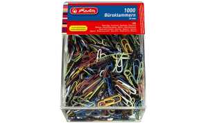 Herlitz Büroklammer 26mm Metall farb kunststoffummantelt 1.000er Box
