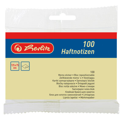 Herlitz Haftnotizblock 125x75mm 100 Blatt hellgelb HW