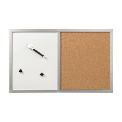 Herlitz Pinnwand u. Magnettafel 40x60cm mit Holzrahmen silber