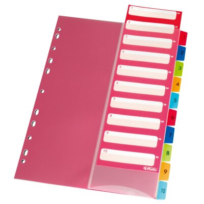 Herlitz Register 1-10 22,3x29,7cm PP farbig mit Indexblatt Eurolochung