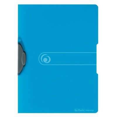 Herlitz Express-Clip A4 PP transparent blau für bis zu 30 Blatt grauer Clip