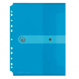 HLZ Dokumententasche PP Druckknopf A4 transp blau gelocht