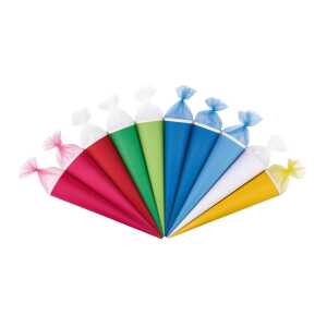 Schultüte Basteltüte 70 cm, rund, Tüll, Farben sortiert, Pappe, 160 mm