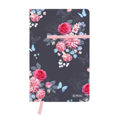 Herlitz Notizbuch Young A5 88 Blatt kariert Ladylike Flowers mit Leseband