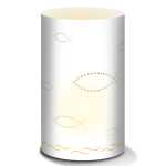 Ursus SILH.TISCHLICHT FILIGRANO CHR.SYM.FISCHE.WEIß