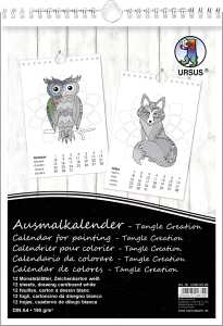 Ursus AUSMALKALENDER A4,TANGLE,12BL.TIERMOTIVE BED.