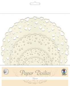 Ursus PAPER DOILIES STARLIGHT 200G 8ST.4GR.HERZEN ELFENB