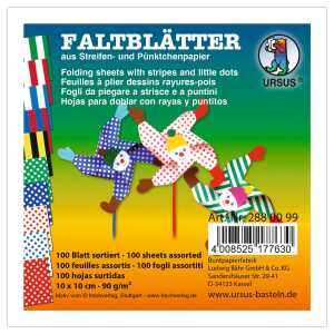 Ursus STR.+PÜNKT.FALTBL.10x10CM,100BL.SORTIERT