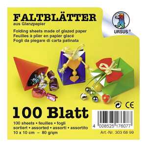 Ursus GLANZP.-FALTBL.10x10CM,100BL.10F.SORTIERT