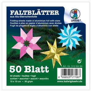 Ursus ALU-STERNCH.FALTBL.10x10CM,50BL.10F.SORTIERT
