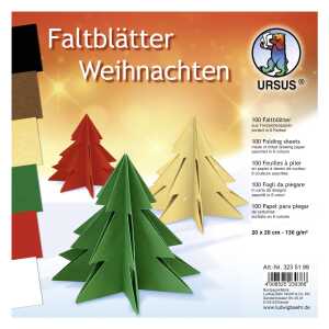 Ursus FALTBL."WEIHNACHTEN" 130G.20x20CM, 100BL,6 FARBEN