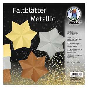 Ursus FALTBL."METALLIC" 130G.20x20CM, 100BL,3 FARBEN