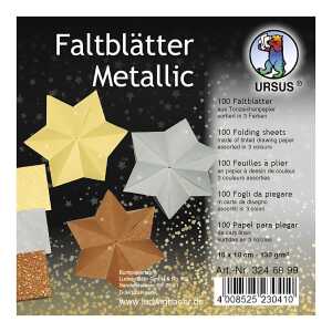 Ursus FALTBL."METALLIC" 130G.10x10CM, 100BL,3 FARBEN