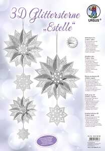 Ursus 3D GLITTERSTERNE "ESTELLE" SILBER