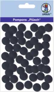 Ursus PLÜSCH POMPONS 15MM 60 STÜCK, SCHWARZ