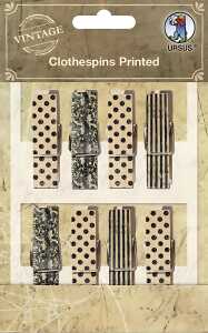 Ursus CLOTHESPINS PRINTED,8 STK, 4,5CM, BEDRUCKT