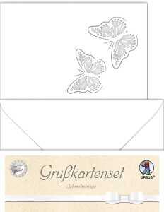 Ursus DOPPELKARTE GELASERT+ KUVERT,SCHMETTERL.WEISS