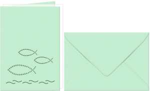 Ursus DOPPELKARTE GELASERT+ KUVERT,FISCHE,MEERGRÜN