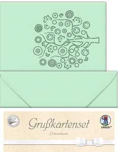 Ursus DOPPELKARTE GELASERT+ KUVERT,LEB.BAUM,MEERGRÜ