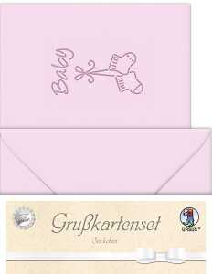 Ursus DOPPELKARTE GELASERT+ KUVERT,SOECK.ROSA