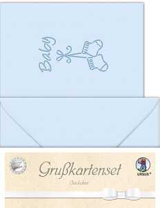 Ursus DOPPELKARTE GELASERT+ KUVERT,SOECK.HELLBLAU