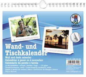 Ursus WAND- UND TISCHKALENDER 14x16,5CM, WEISS
