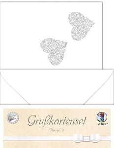 Ursus DOPPELKARTE GELASERT+ KUVERT,HERZEN2,WEISS