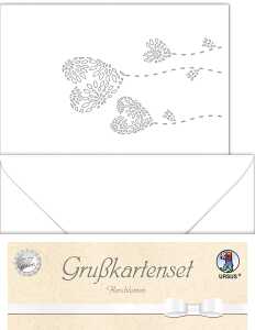 Ursus DOPPELKARTE GELASERT+ KUVERT,HERZBLUME,WEISS