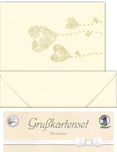 Ursus DOPPELKARTE GELASERT+ KUVERT,HERZBLUME,CHAMOI