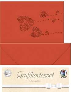 Ursus DOPPELKARTE GELASERT+ KUVERT,HERZBLUME,RUBINR