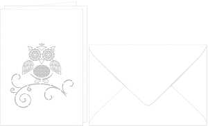 Ursus DOPPELKARTE GELASERT+ KUVERT,EULE,WEISS