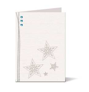 Ursus DOPPELKARTE GELASERT+ KUVERT,STERNE,WEISS